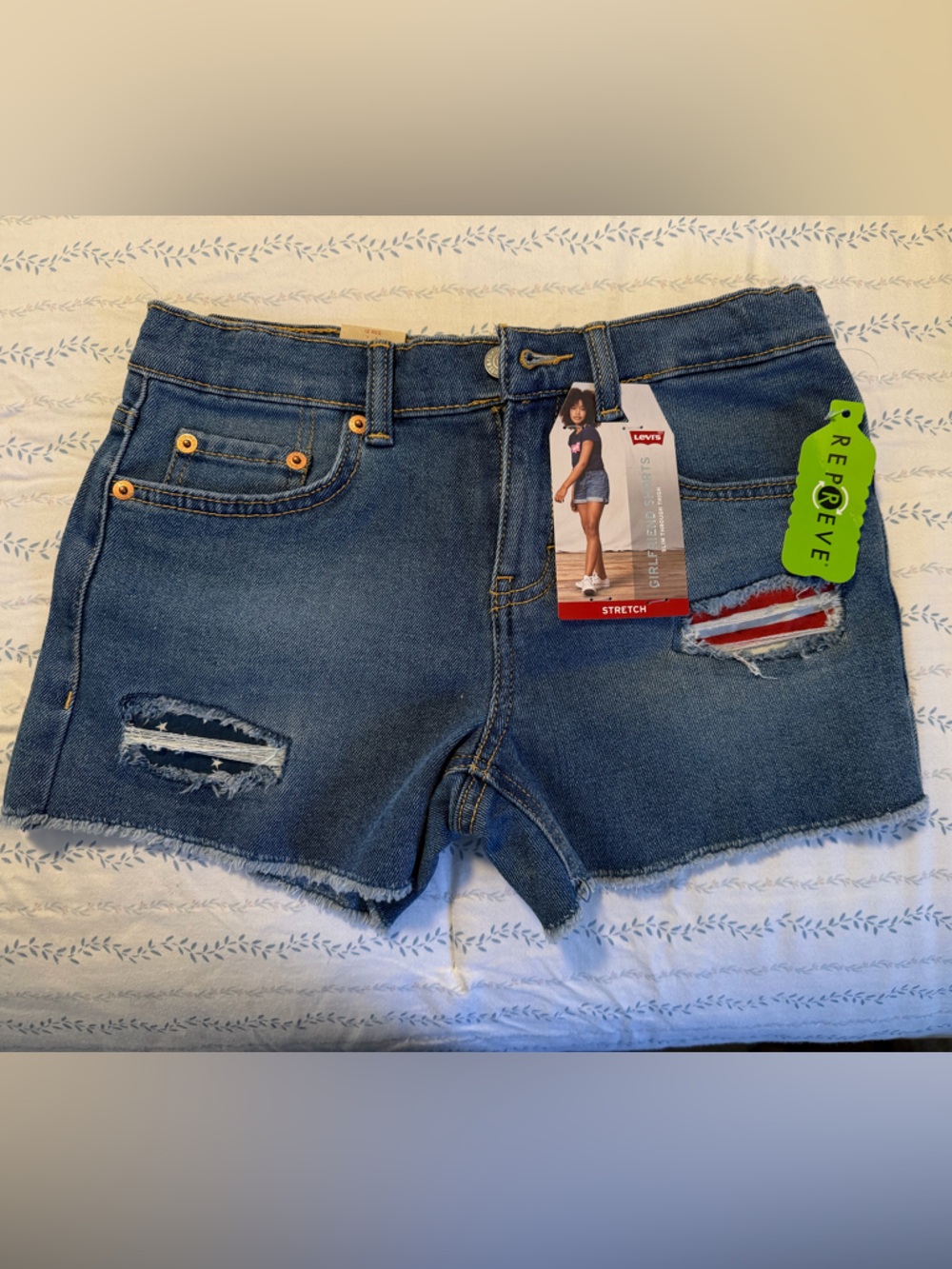 Levi's Girls Blue Distressed Denim Shorts